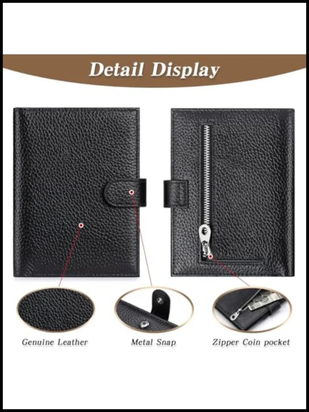 RFID Blocking Genuine Leather Passport Holder Travel Wallet with Card Slots